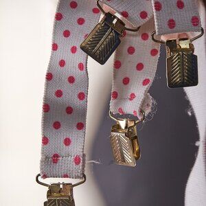 Vintage 1970s Pink Polka Dot Suspenders